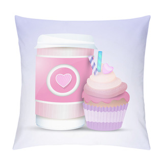 Personality  Vector Cupcake And Coffee For Valentines Day Pillow Covers