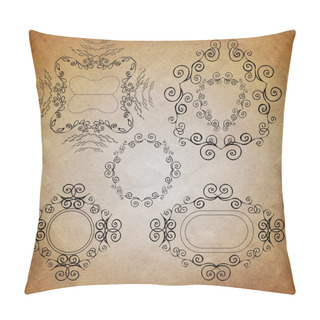 Personality  Ornate Vintage Vector Frame Set Pillow Covers
