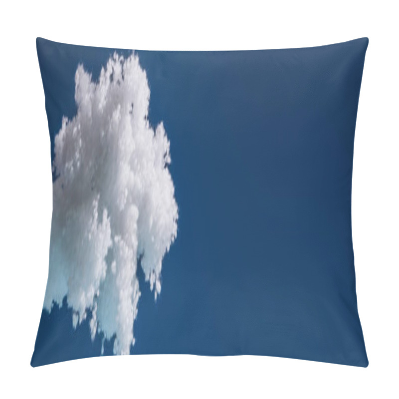Personality  White Fluffy Cloud Made Of Cotton Wool Isolated On Dark Blue, Panoramic Shot Pillow Covers