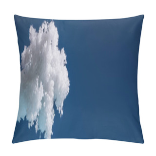 Personality  White Fluffy Cloud Made Of Cotton Wool Isolated On Dark Blue, Panoramic Shot Pillow Covers