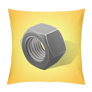 Personality  Metal Nut On A Yellow Background, Vector Illustration Pillow Covers