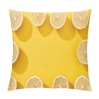 Personality  Top View Of Ripe Cut Lemons Arranged In Square Frame On Yellow Background With Copy Space Pillow Covers