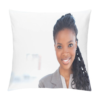 Personality  Young Employee Standing Upright In Front Of A Bright Window Whil Pillow Covers