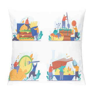 Personality  Fast Food Or Junk Food Addiction Concept Pillow Covers
