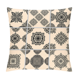 Personality  Black And Beige Geometric Tiles Pillow Covers