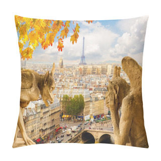 Personality  Gargoyle On Notre Dame Cathedral, France Pillow Covers