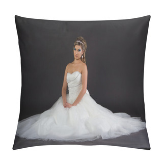 Personality  Young Sexy Girl In A Wedding Dress On A Dark Background Pillow Covers