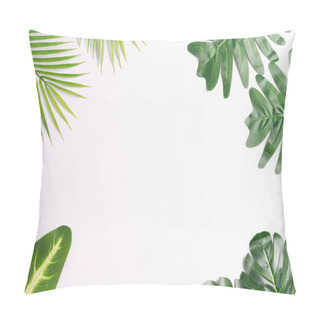 Personality  Tropical Leaves Frame Each Other Leaving Space In Between, Summer Background Pillow Covers