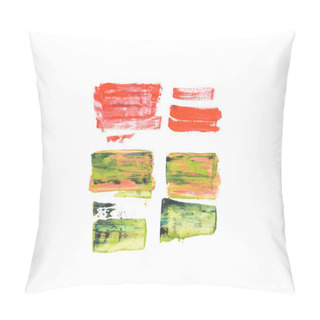 Personality  Abstract Watercolor Pink, Green And Red Brushstrokes Isolated On White Pillow Covers