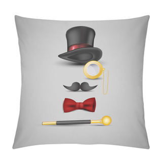 Personality  Magician Kit: Top Hat, Mustaches, Monocle, Bow Tie And Wand Pillow Covers