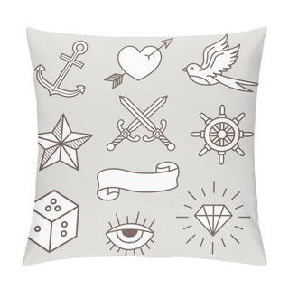 Personality  Old School Tattoo Design Set Pillow Covers