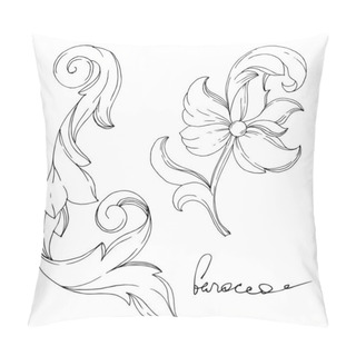 Personality  Vector Golden Monogram Floral Ornament. Isolated Ornament Illustration Element. Black And White Engraved Ink Art. Pillow Covers