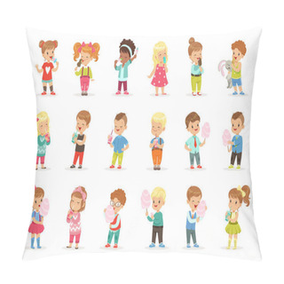Personality  Set Of Little Boys And Girls Drinking Cocktails And Eating Sweets Pillow Covers