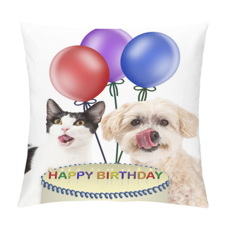 Personality  Birthday Dog And Cat Licking Muzzles Pillow Covers