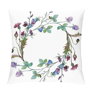 Personality  Wildflowers Floral Botanical Flowers. Watercolor Background Illustration Set. Frame Border Ornament Square. Pillow Covers