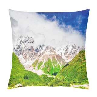 Personality  Valley Of Shkhara Glacier With Shkhara, The Highest Mountain In Georgia Behind. Svaneti, Caucasus Pillow Covers