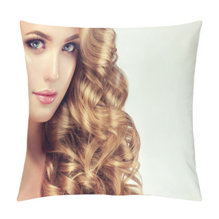 Personality  Girl With Long Curly Hair Pillow Covers