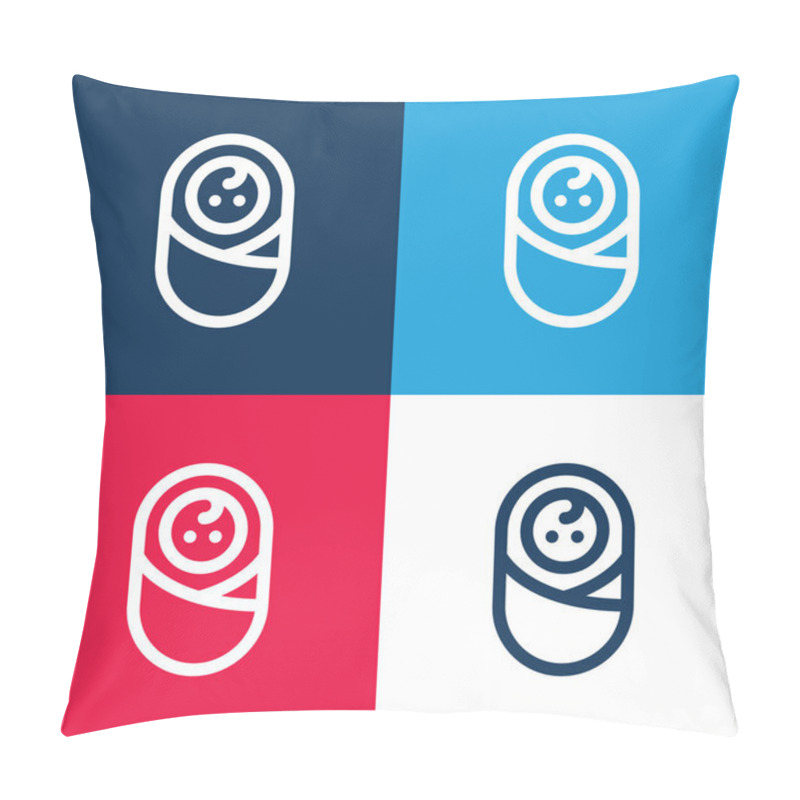 Personality  Baby blue and red four color minimal icon set pillow covers