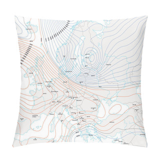 Personality  Imaginary Meteorological Vector Weather Map Of Europe. Pillow Covers