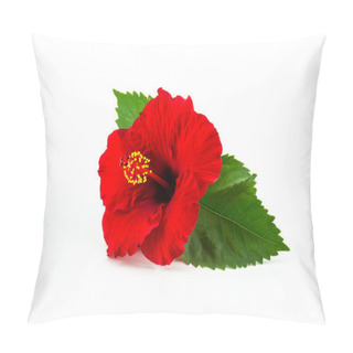 Personality  Red Hibiscus Flower Isolated. Pillow Covers