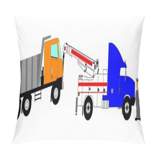 Personality  Heavy Duty Tow Truck Towing Dump Truck With Driver Pillow Covers