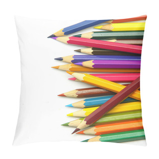 Personality  Colored Pencils Isolated On White Background Pillow Covers