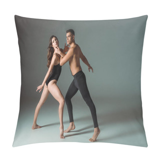 Personality  Sexy Dancers Dancing Contemporary On Dark Background With Copy Space  Pillow Covers
