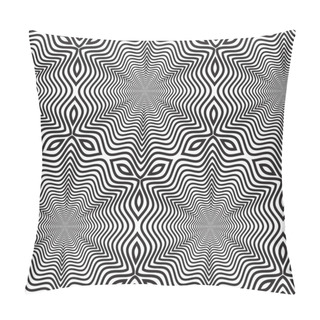 Personality  Black And White Op Art Design, Vector Seamless Pattern Backgroun Pillow Covers