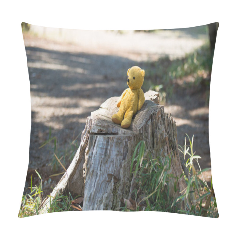Personality  Teddy bear sitting on stump pillow covers