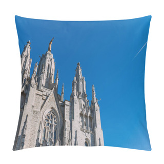 Personality  Exterior Of Temple Expiatori Del Sagrat On Blue Sky Background, Barcelona, Spain Pillow Covers