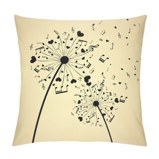 Personality  Dandelion With Hearts And Notes Pillow Covers