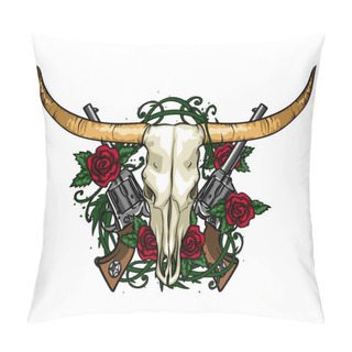 Personality  Skull And Roses Label Design. Pillow Covers