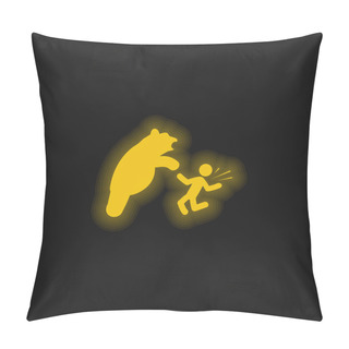 Personality  Bear Attacking Yellow Glowing Neon Icon Pillow Covers