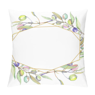 Personality  Olive Branches With Green Fruit And Leaves Isolated On White. Watercolor Background Illustration Set. Frame Ornament With Copy Space. Pillow Covers