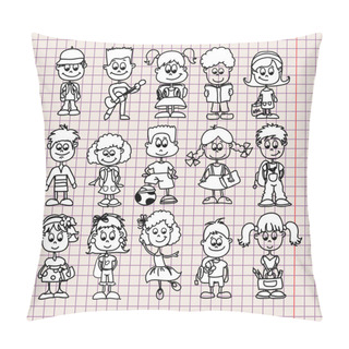 Personality  Cartoon Drawings Of Children Pillow Covers