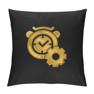 Personality  Alarm Clock Gold Plated Metalic Icon Or Logo Vector Pillow Covers