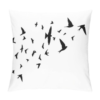 Personality  A Flock Of Flying Birds. Free Birds. Flying Swallows. Vector Illustration Pillow Covers