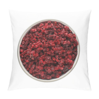 Personality  Dried Red Currants In Bowl Isolated On White, Top View Pillow Covers