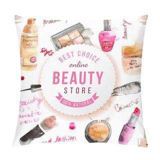 Personality  Glamorous Make Up Watercolor Background Pillow Covers