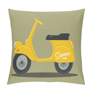 Personality  Vector Retro Scooter In Flat Style Pillow Covers