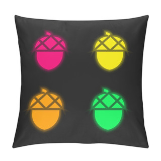 Personality  Acorn Four Color Glowing Neon Vector Icon Pillow Covers
