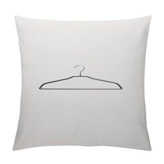 Personality  Top View Of Empty Hanger On Grey Background Pillow Covers
