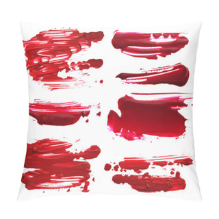 Personality  Red Abstract Acrylic Color Brush Strokes Blots. Isolated. Pillow Covers