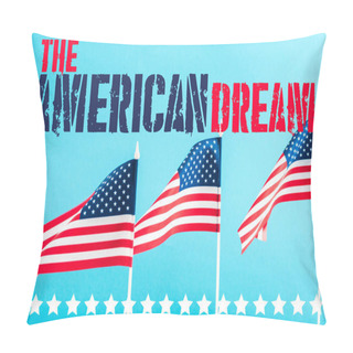 Personality  American Flags With The American Dream Lettering And Stars On Blue Pillow Covers