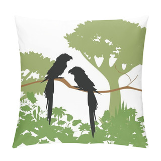 Personality  Macaw Parrots On Branch In Jungle Pillow Covers