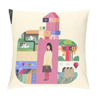 Personality  Simple Things - Houses Composition Pillow Covers