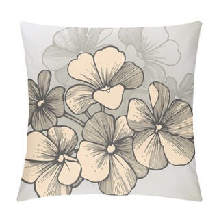 Personality  Geranium Flower, Hand-drawing. Vector Illustration. Pillow Covers