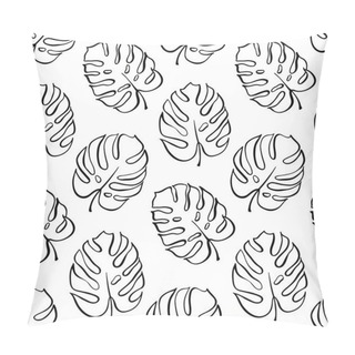 Personality  Vector Botanical Illustration Of Monstera Leaf Pillow Covers