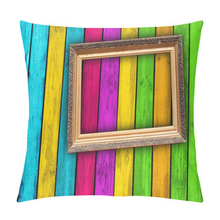 Personality  Blank Frame On Multicolored Wood Background Pillow Covers