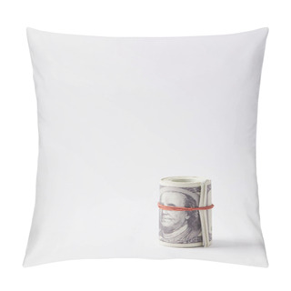 Personality  Roll Of Dollars Tied With Red Rubber Band On White Pillow Covers